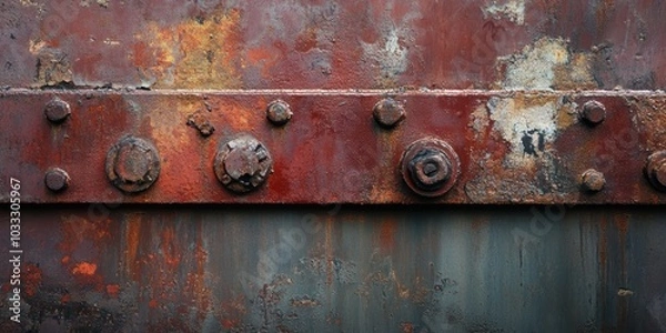 Obraz Rusty metal panel with bolts.
