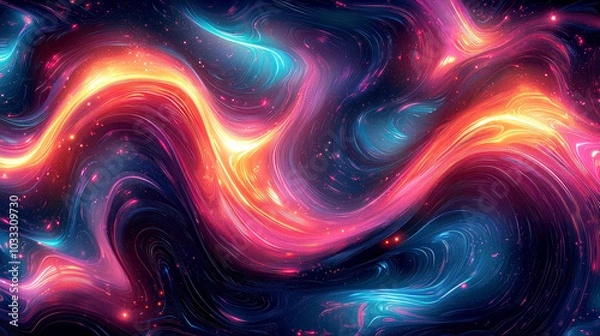 Obraz Abstract swirling colors in a cosmic theme, creating a vibrant and dynamic visual effect.