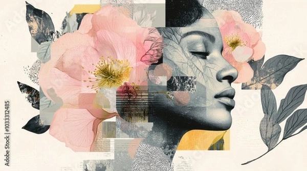 Fototapeta Artistic portrait blending nature and abstract elements