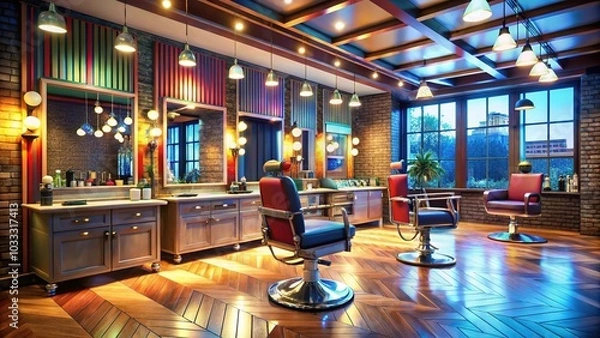 Fototapeta Immersive Barbershop Experience: A Virtual Tour Unveiling the Art of Precision