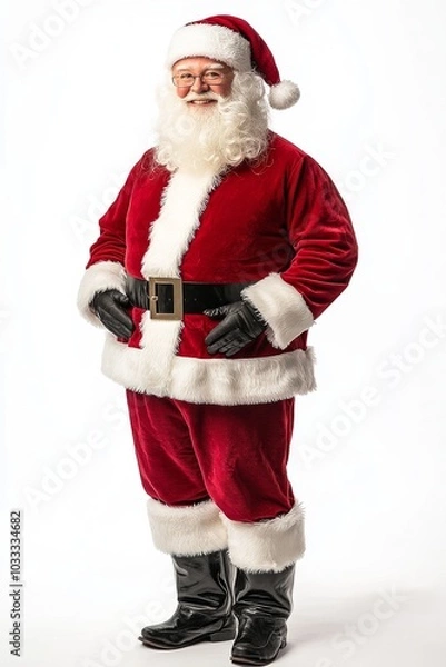 Fototapeta santa clause standing on white background, Isolated on White Background