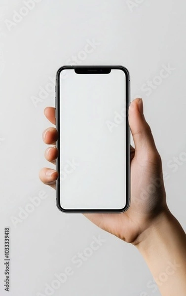 Fototapeta Hand Holding Smartphone with Blank Screen: Mockup for App Design