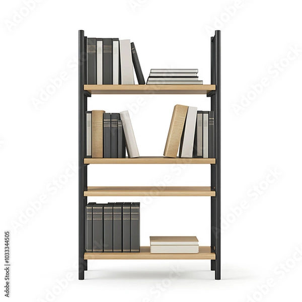 Obraz Bookshelf, white background, a source of knowledge within the home