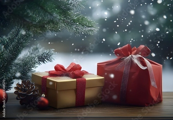 Obraz christmas tree with gifts