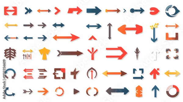 Fototapeta A collection of arrows in various colors and sizes