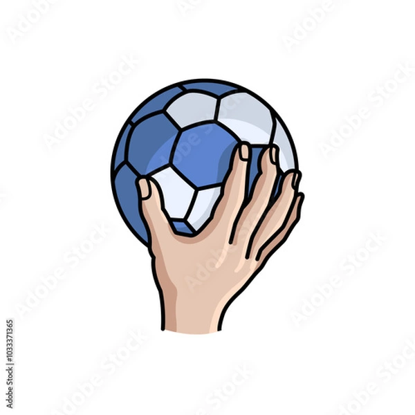 Obraz Colorful Hand Holding a Handball Icon, Dynamic Sports Illustration in Playful Style