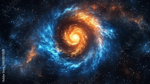 Fototapeta galaxy with swirling nebula in space, cosmic phenomena concept