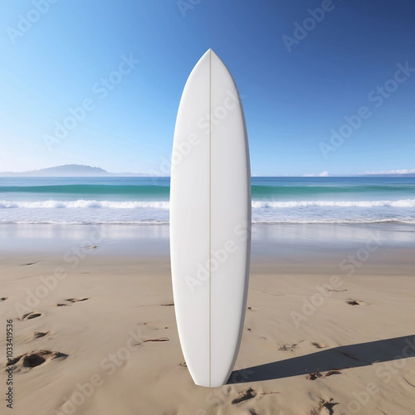 Obraz Surfboard mockup by the ocean, AI-Generated