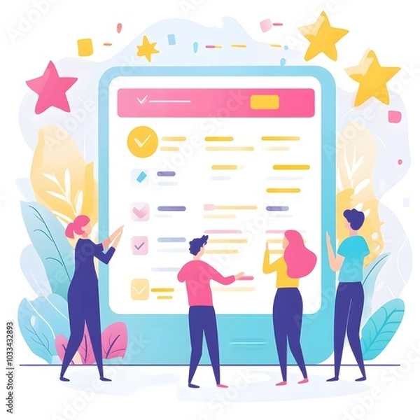 Fototapeta Teamwork Collaboration Checklist Success  Illustration