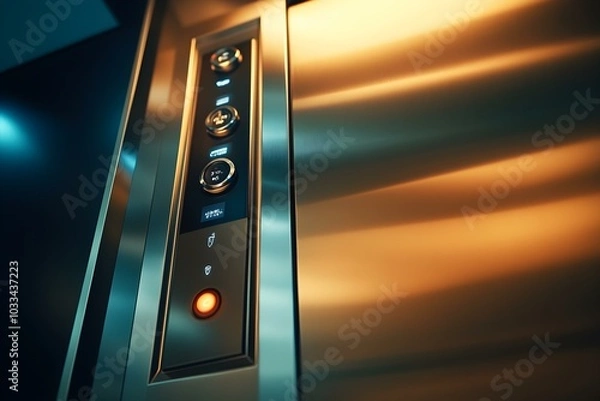 Obraz Modern Elevator Interior with Soft Lighting and Control Panel