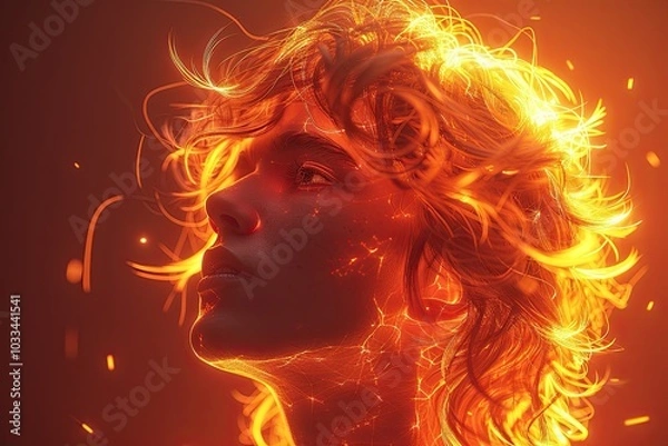 Fototapeta creative image where a person face is partially obscured by shadows from a patterned object