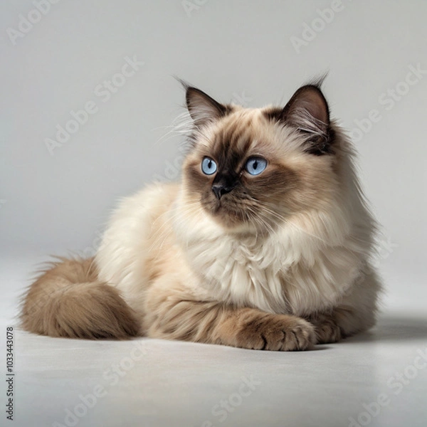 Fototapeta 座っている可愛いバーマン猫