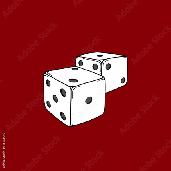 Obraz Two colored cartoon-style dice cubes