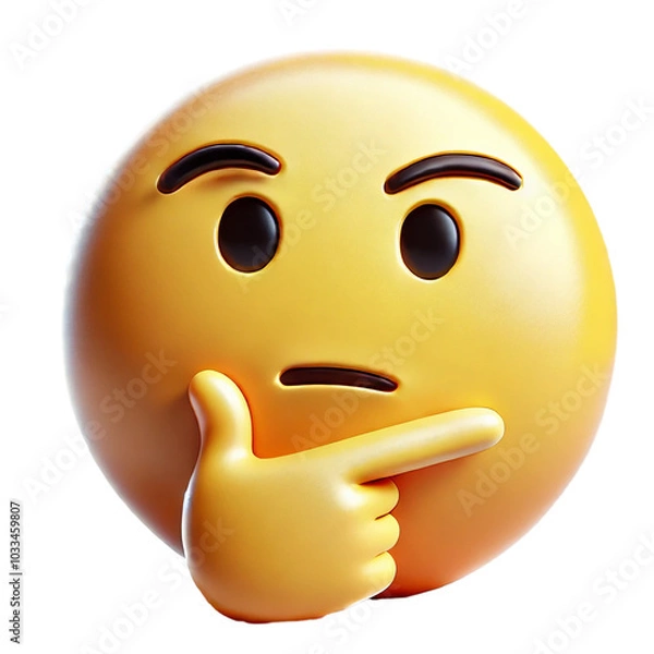 Fototapeta Thinking Face 3D Emoji with Puzzled Expression on Transparent Background
