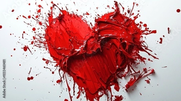 Fototapeta Vibrant Red Heart Abstract Art Expression in Splattered Paint