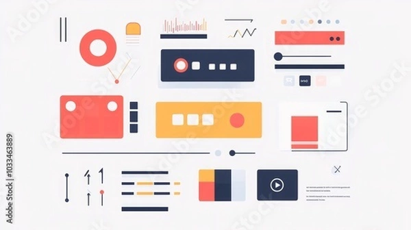 Fototapeta Modern UI Design with Geometric Shapes and Flat Colors