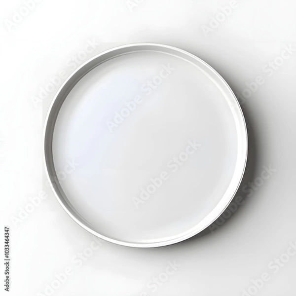 Obraz White background round white plate. Generative AI