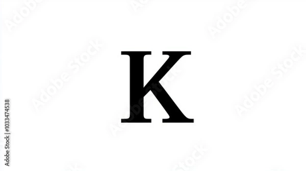 Fototapeta Isolated Black Letter K on White Background    Alphabet Font Design