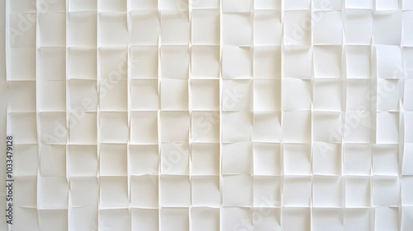 Fototapeta Abstract White Paper Square Grid Pattern - Minimalist Modern Design - Geometric Texture