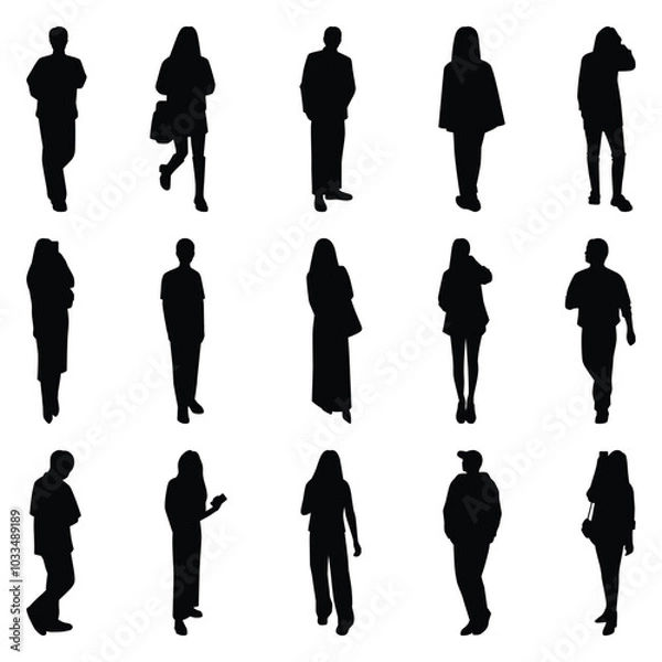 Obraz Vector collection set of individual people silhouettes.