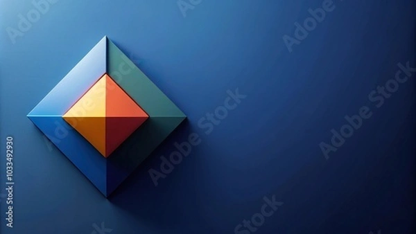 Fototapeta Silhouette abstract shape navy blue minimalist background colorful geometric shape with razor sharp edge