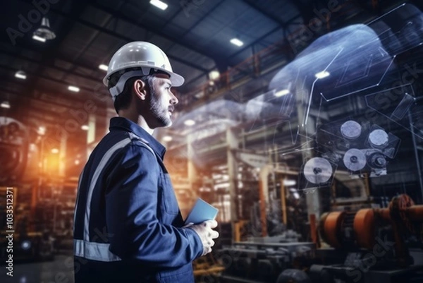 Fototapeta Engineer engineering warehouse control.