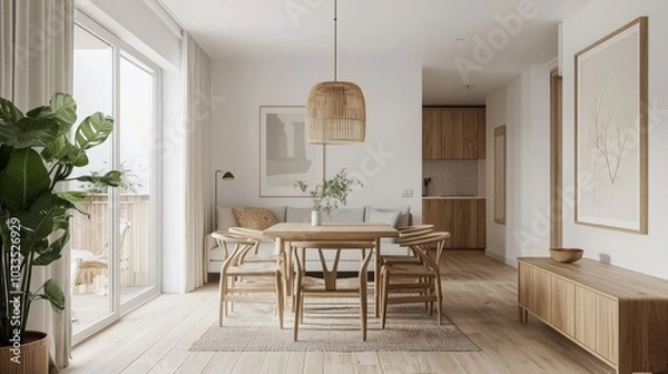 Obraz Scandinavian interior photography with natural materials and a simple, clean look