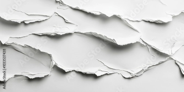 Obraz White paper blank, ripped and torn background with creased and crumpled textures suitable for grunge posters and placards.