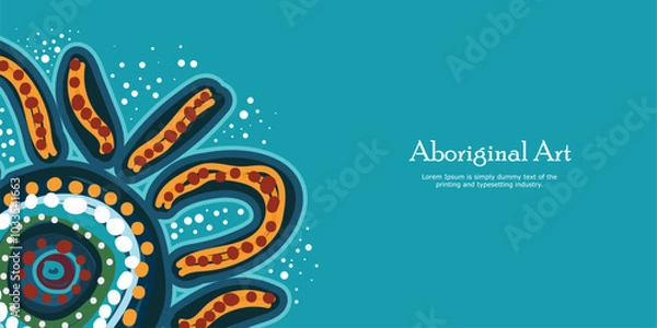 Fototapeta A visually striking poster rendered in vector style, displaying Aboriginal dot artwork