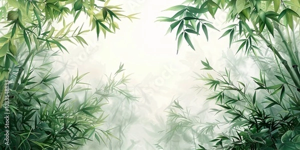 Fototapeta A serene background featuring a lush bamboo forest, with vibrant green bamboo stalks and delicate leaves creating a tranquil atmosphere. The image captures the essence of nature's beauty and simplicit