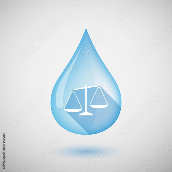 Obraz Long shadow water drop icon with  an unbalanced weight scale