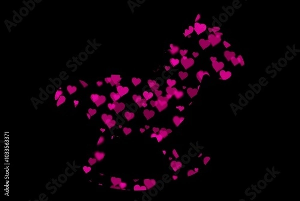 Fototapeta horse hearts logo design on dark background. valentine concept .