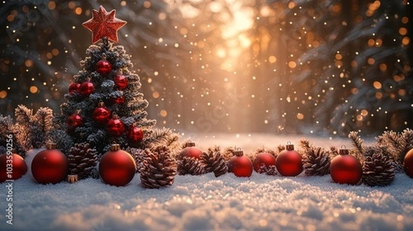 Fototapeta christmas tree with decorations