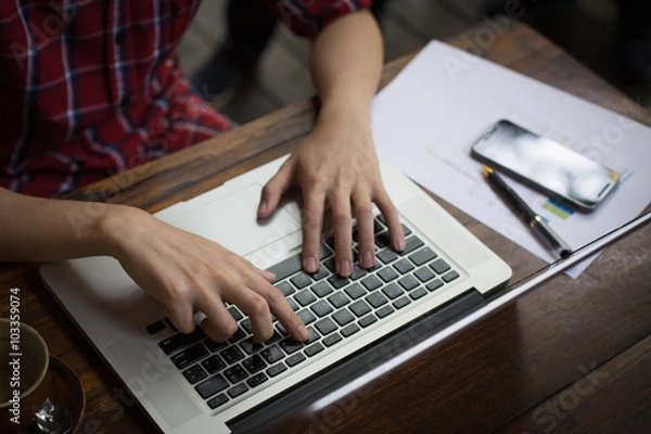 Fototapeta business man working in outdoor using laptop