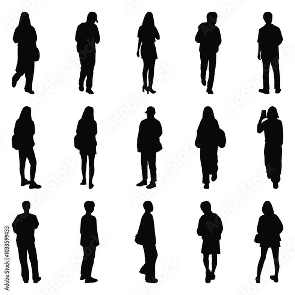 Obraz Vector collection set of individual people silhouettes.