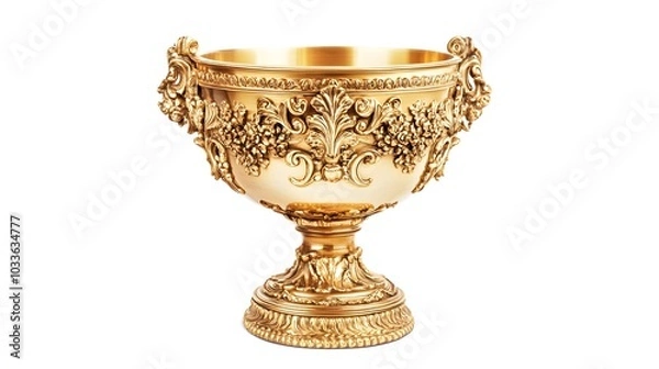 Obraz gold trophy cup on white. 