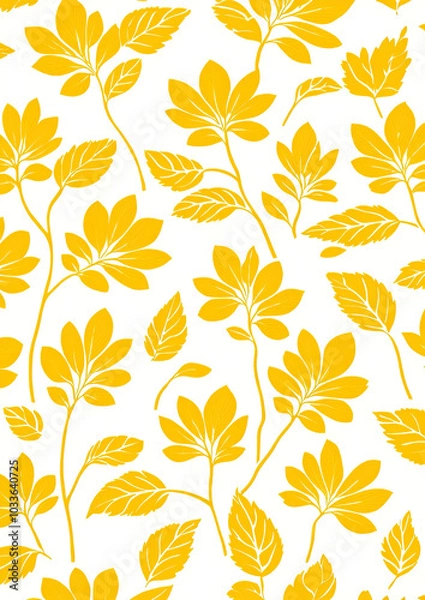 Fototapeta Discover the elegance of nature in this seamless yellow botanical pattern