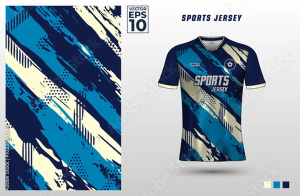 Fototapeta T-shirt sport jersey design template with abstract grunge halftone pattern background. Sport uniform in front view. Shirt mock up for sport club. Vector Illustration