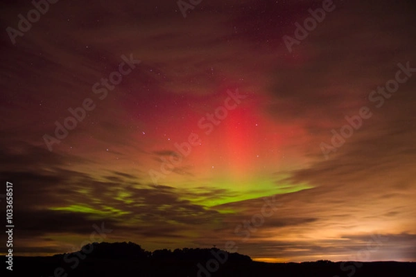 Fototapeta Aurora borealis - Northern lights (10.10.2024) View from Lower Silesia, Poland