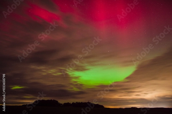 Fototapeta Aurora borealis - Northern lights (10.10.2024) View from Lower Silesia, Poland