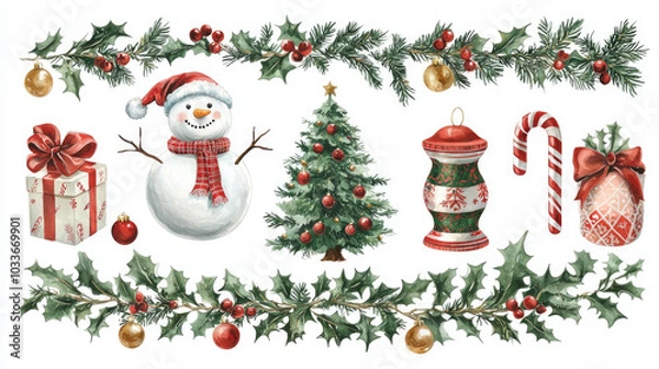 Fototapeta set of christmas elements