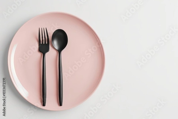 Fototapeta A Minimalist Empty Plate on a White Background Ideal for Food Photography and Culinary Presentation