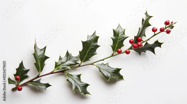 Obraz holly and berries isolated on white