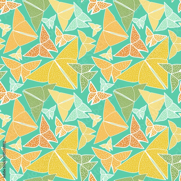 Obraz Pattern with beautiful origami butterflies drawing