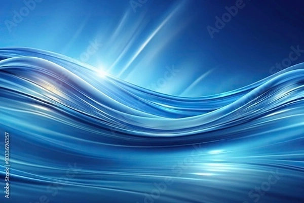 Fototapeta Panoramic blue swoosh background with elegant wave
