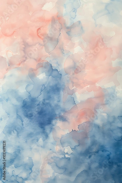 Obraz Watercolor Texture in Blush Pink and Blue with Neutral Tones