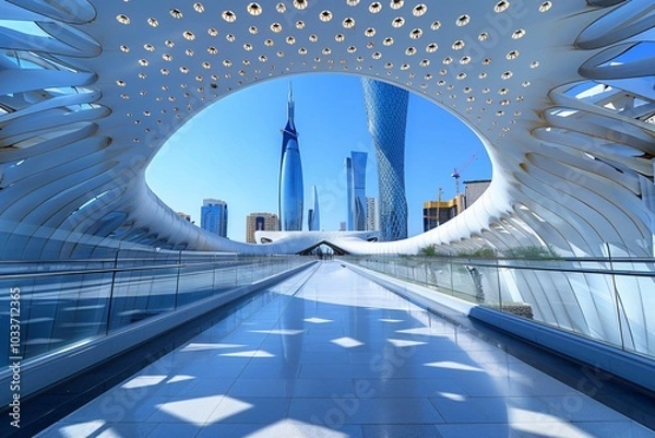 Fototapeta A vibrant view of Riyadh, the capital of Saudi Arabia, showcasing the city's stunning skyline and modern architecture. A representation of urban development and commercial growth, reflecting the dynam