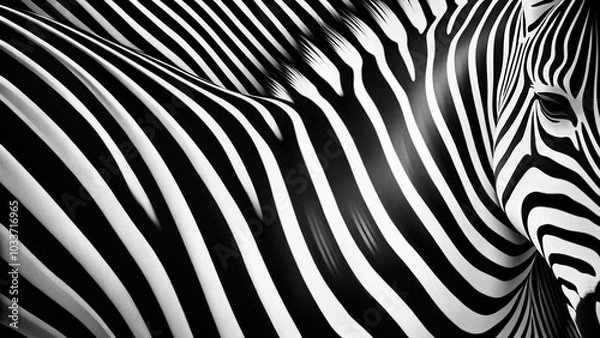 Fototapeta Tilted angle zebra stripe pattern with black and white contrast