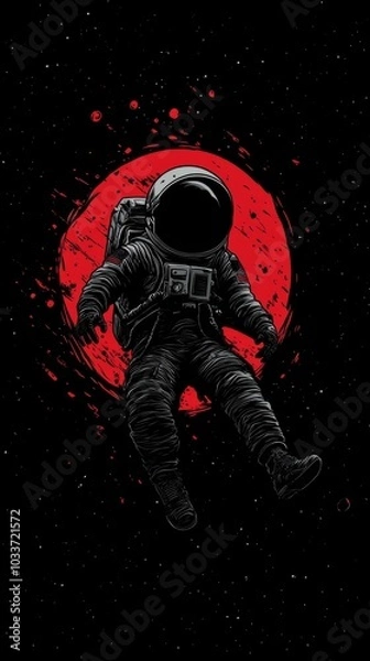 Fototapeta An astronaut lost in space falling and floating adrift