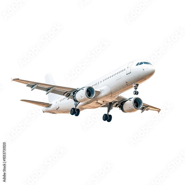 Fototapeta Airplane flying, white isolate background